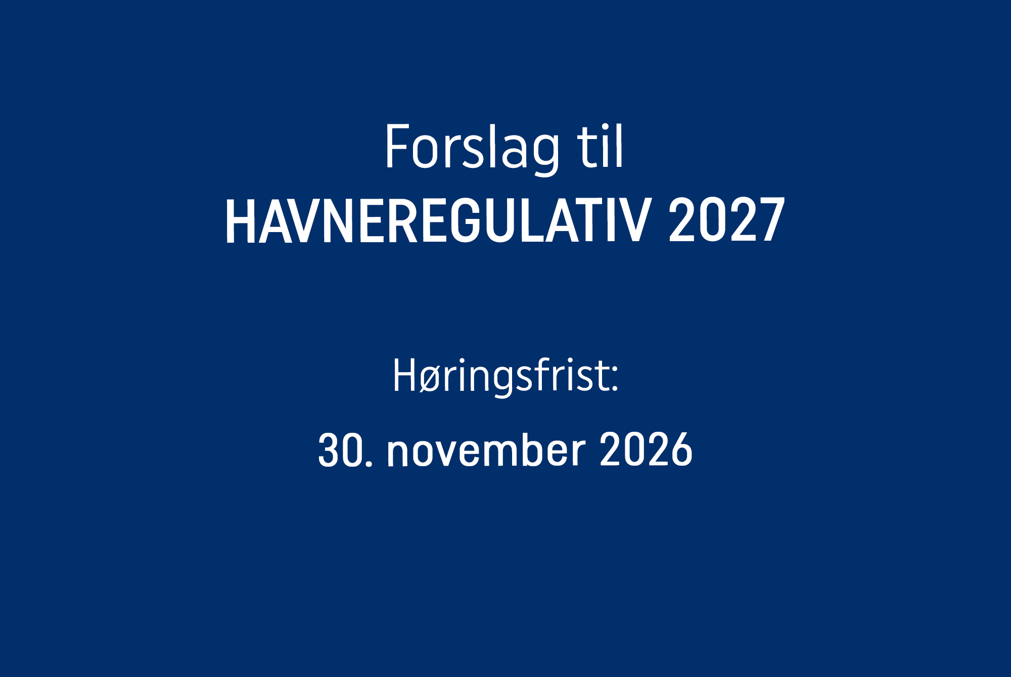 Høringsutkast Havneregulativ 2027