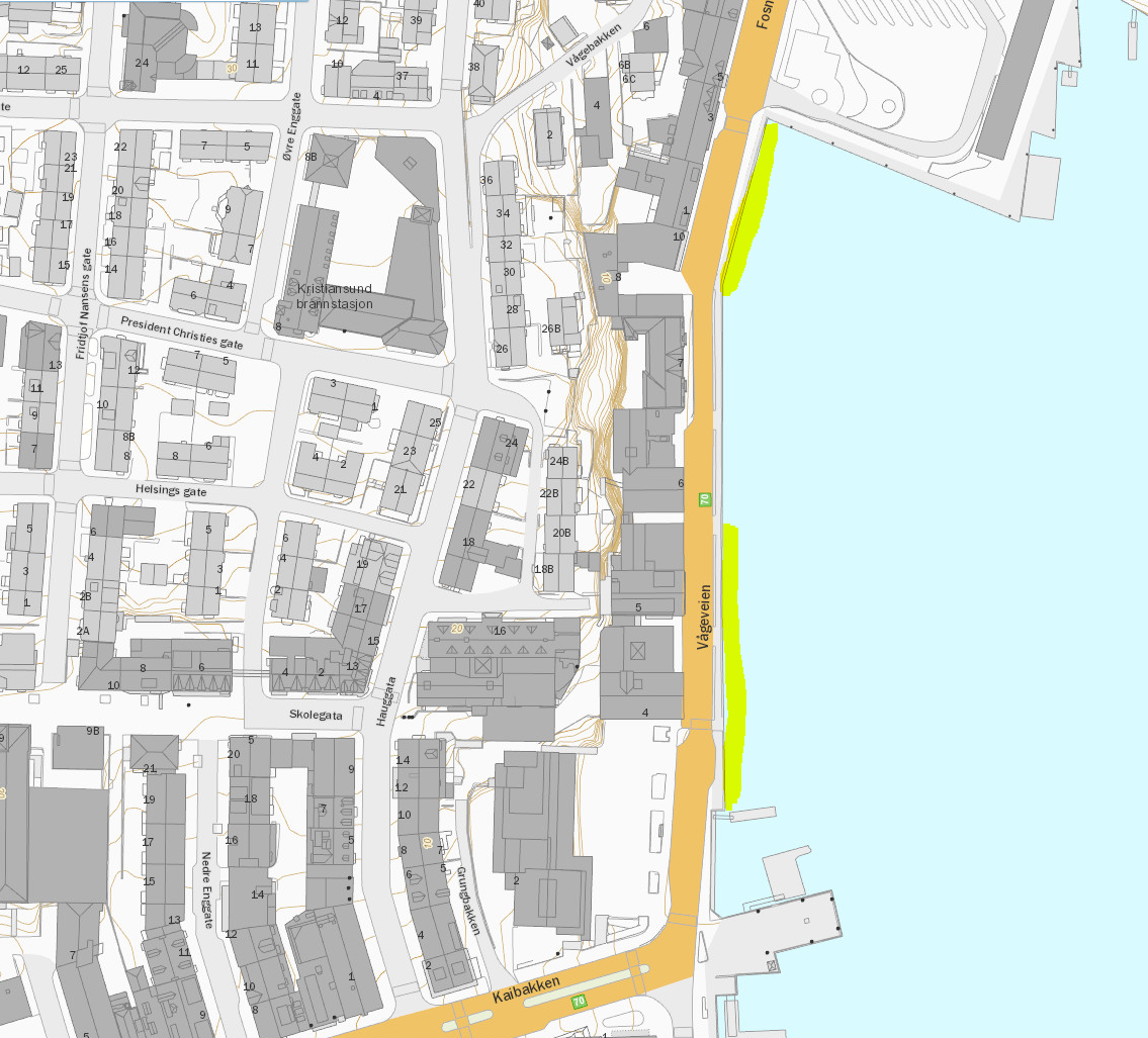 Vågekaia delvis stengt 