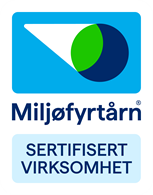 Miljøfyrtårn logo og tekst Sertifisert virksomhet. Bilde.