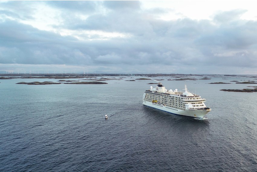 Cruise ship anchoring outside Smøla island.