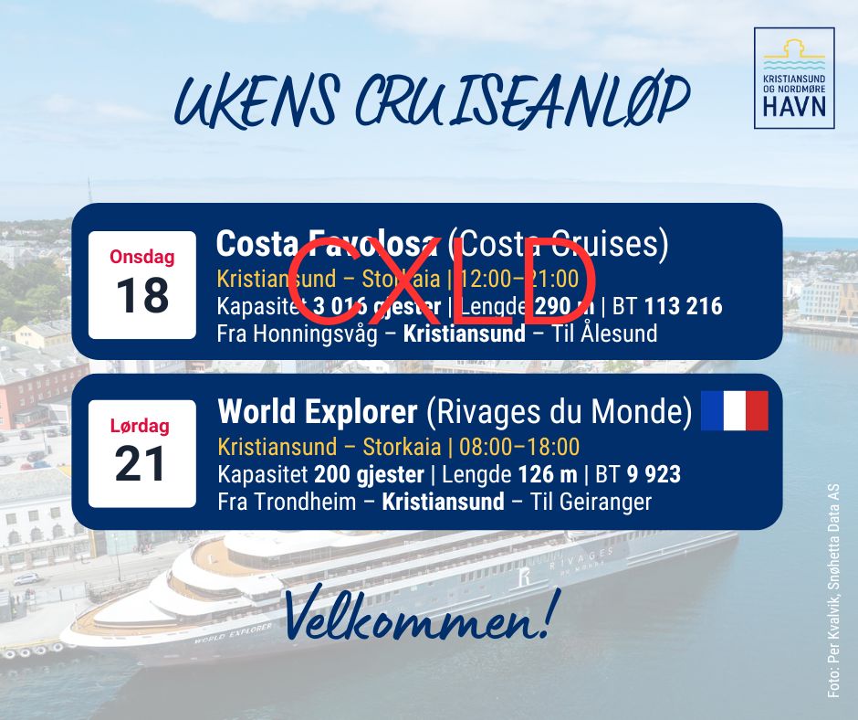 Costa Favolosa kansellerer